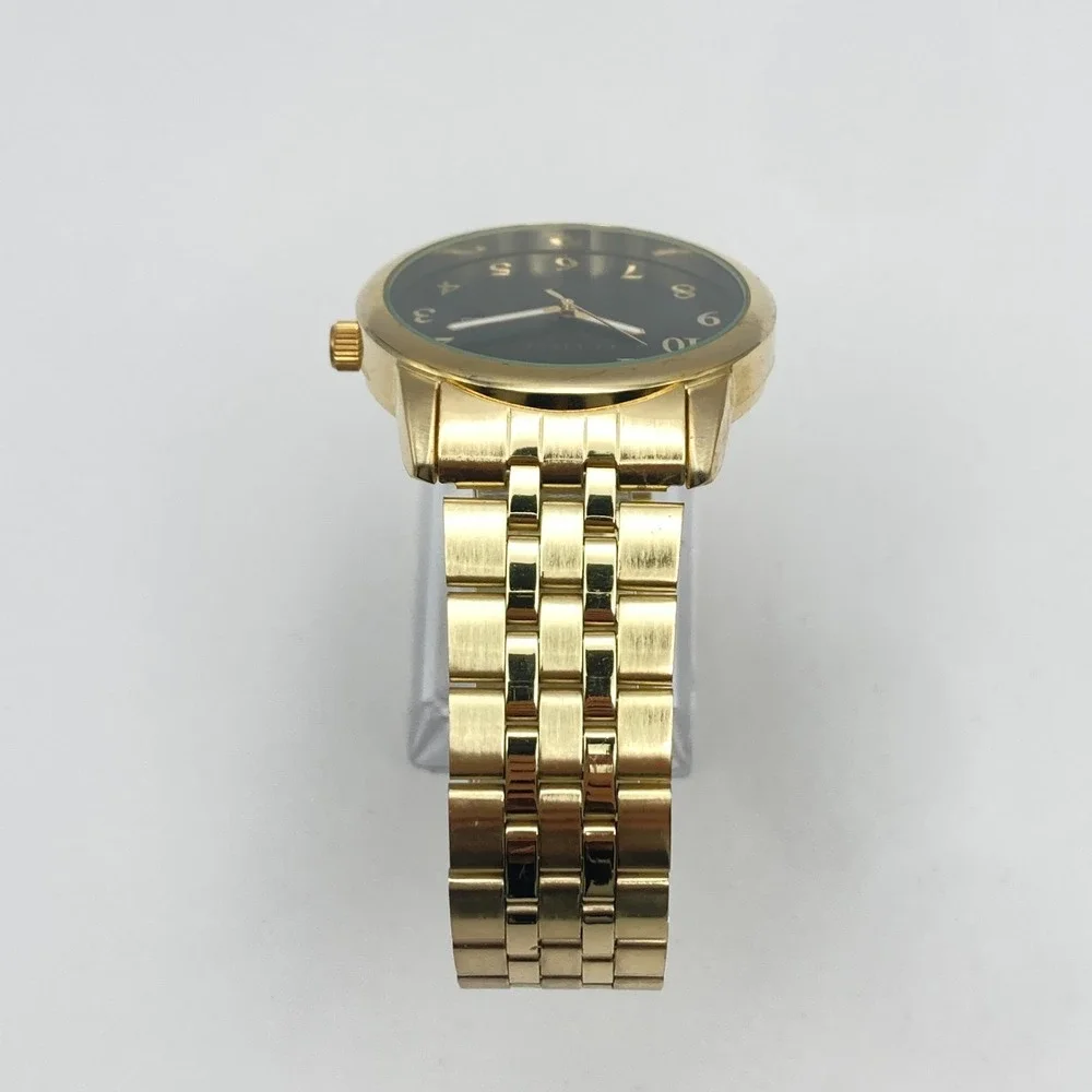 Eclipse Mens Watch 41mm Gold Tone Date Grey Dial 50M WR Classic New Battery 8